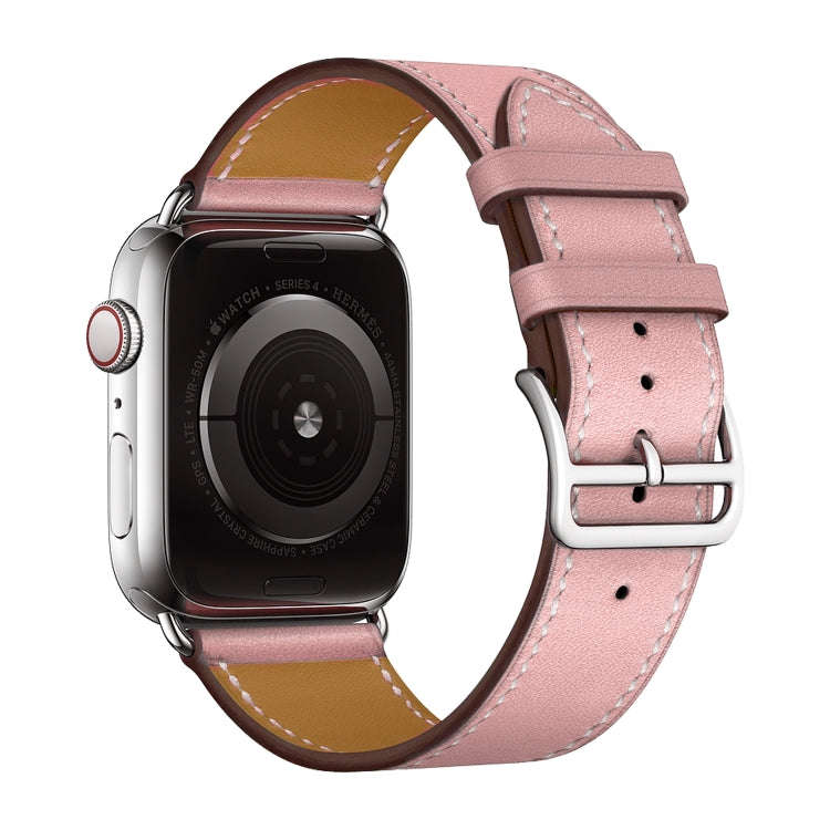For Apple Watch Series 7 41mm / 6 & SE & 5 & 4 40mm / 3 & 2 & 1 38mm Leather  Watch Band(Pink)