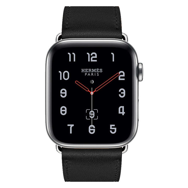 For Apple Watch Series 7 41mm / 6 & SE & 5 & 4 40mm / 3 & 2 & 1 38mm Leather  Watch Band(Black)
