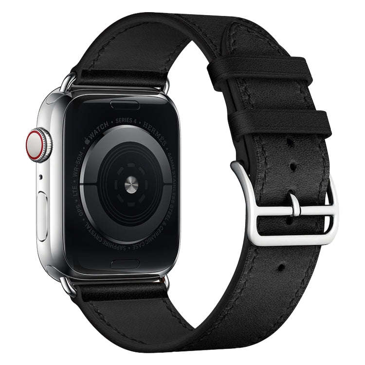 For Apple Watch Series 7 41mm / 6 & SE & 5 & 4 40mm / 3 & 2 & 1 38mm Leather  Watch Band(Black)
