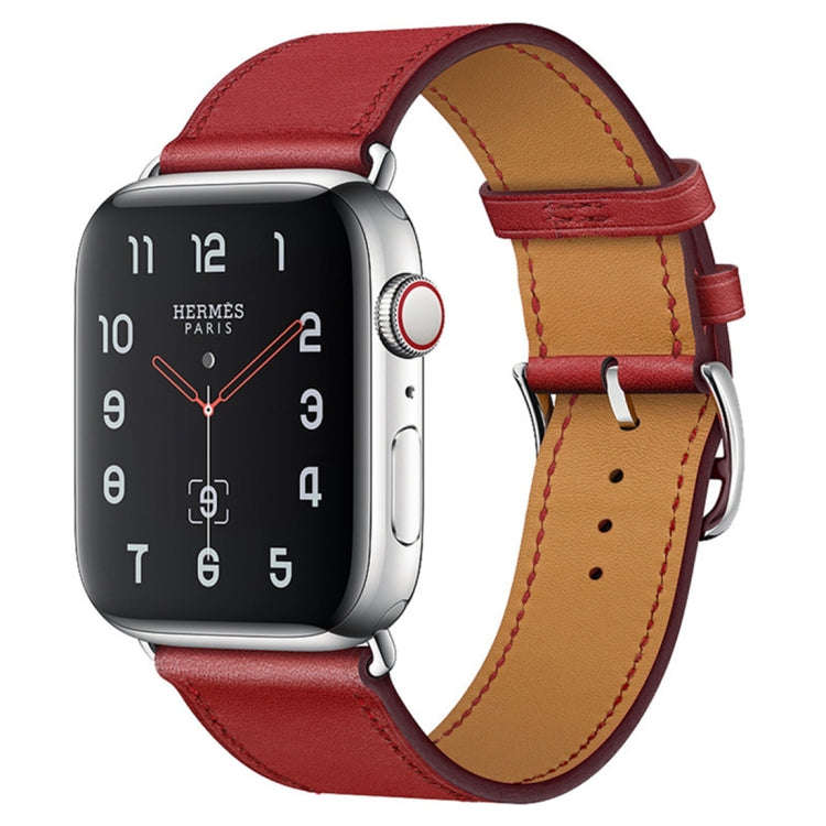 For Apple Watch Series 7 41mm / 6 & SE & 5 & 4 40mm / 3 & 2 & 1 38mm Leather  Watch Band(Red)