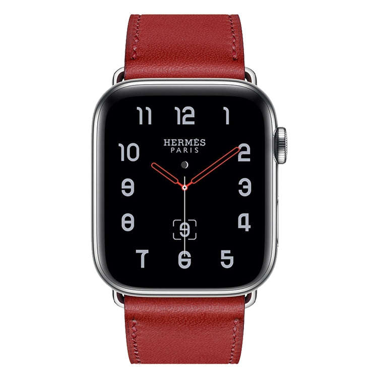 For Apple Watch Series 7 41mm / 6 & SE & 5 & 4 40mm / 3 & 2 & 1 38mm Leather  Watch Band(Red)