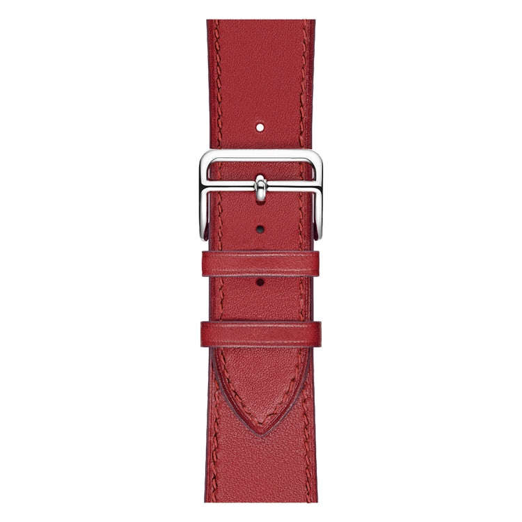 For Apple Watch Series 7 41mm / 6 & SE & 5 & 4 40mm / 3 & 2 & 1 38mm Leather  Watch Band(Red)