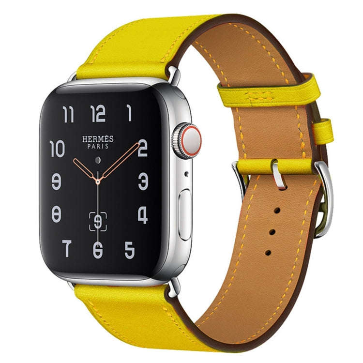 For Apple Watch Series 7 41mm / 6 & SE & 5 & 4 40mm / 3 & 2 & 1 38mm Leather  Watch Band(Yellow)