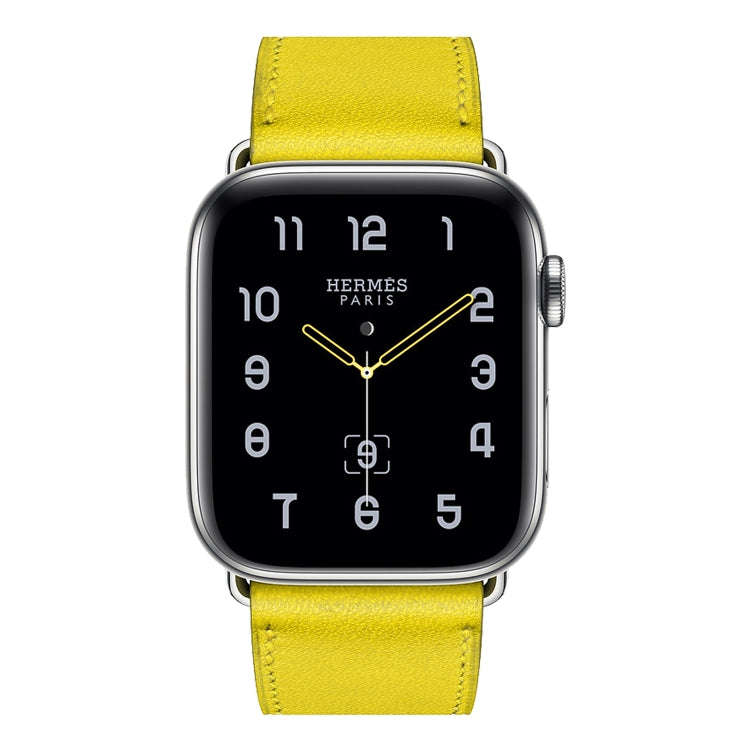 For Apple Watch Series 7 41mm / 6 & SE & 5 & 4 40mm / 3 & 2 & 1 38mm Leather  Watch Band(Yellow)