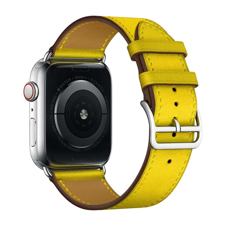 For Apple Watch Series 7 41mm / 6 & SE & 5 & 4 40mm / 3 & 2 & 1 38mm Leather  Watch Band(Yellow)