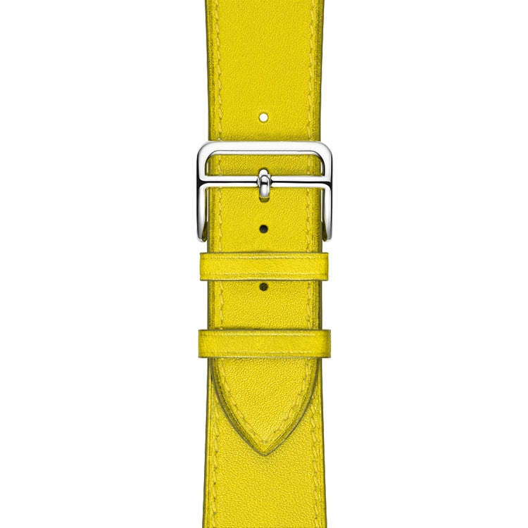 For Apple Watch Series 7 41mm / 6 & SE & 5 & 4 40mm / 3 & 2 & 1 38mm Leather  Watch Band(Yellow)