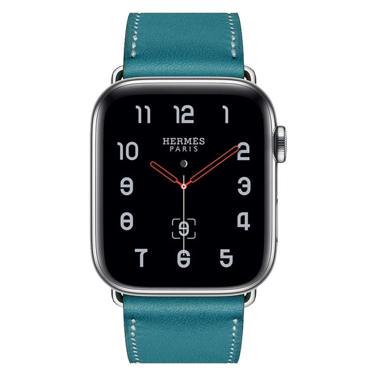 For Apple Watch Series 7 41mm / 6 & SE & 5 & 4 40mm / 3 & 2 & 1 38mm Leather  Watch Band(Blue)