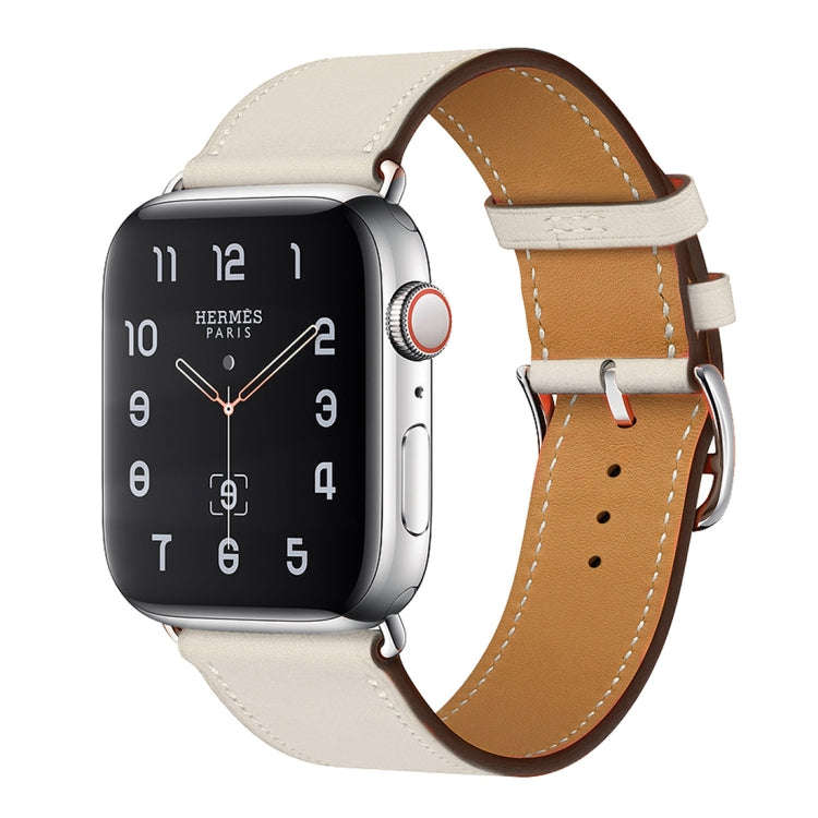 For Apple Watch Series 7 41mm / 6 & SE & 5 & 4 40mm / 3 & 2 & 1 38mm Leather  Watch Band(Creamy-w...