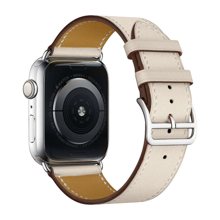 For Apple Watch Series 7 41mm / 6 & SE & 5 & 4 40mm / 3 & 2 & 1 38mm Leather  Watch Band(Creamy-w...