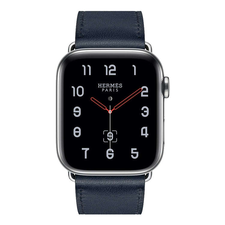 For Apple Watch Series 7 41mm / 6 & SE & 5 & 4 40mm / 3 & 2 & 1 38mm Leather  Watch Band(Dark Blue)