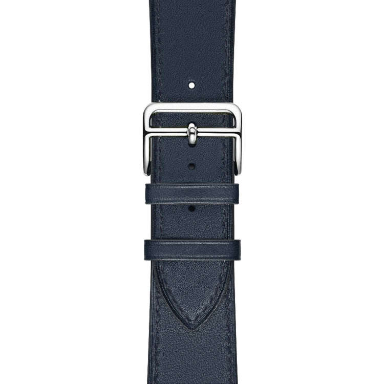 For Apple Watch Series 7 41mm / 6 & SE & 5 & 4 40mm / 3 & 2 & 1 38mm Leather  Watch Band(Dark Blue)