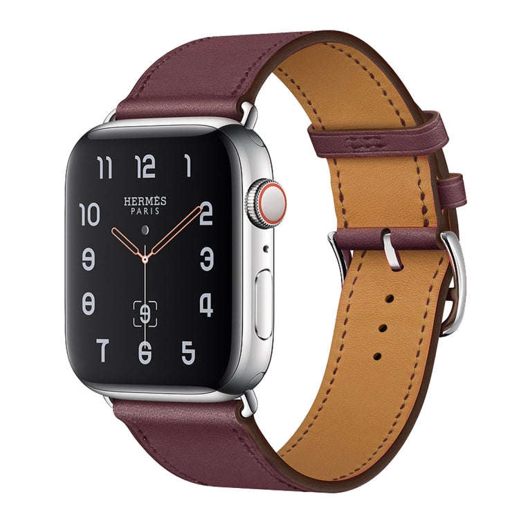 For Apple Watch Series 7 41mm / 6 & SE & 5 & 4 40mm / 3 & 2 & 1 38mm Leather  Watch Band(Purplish...