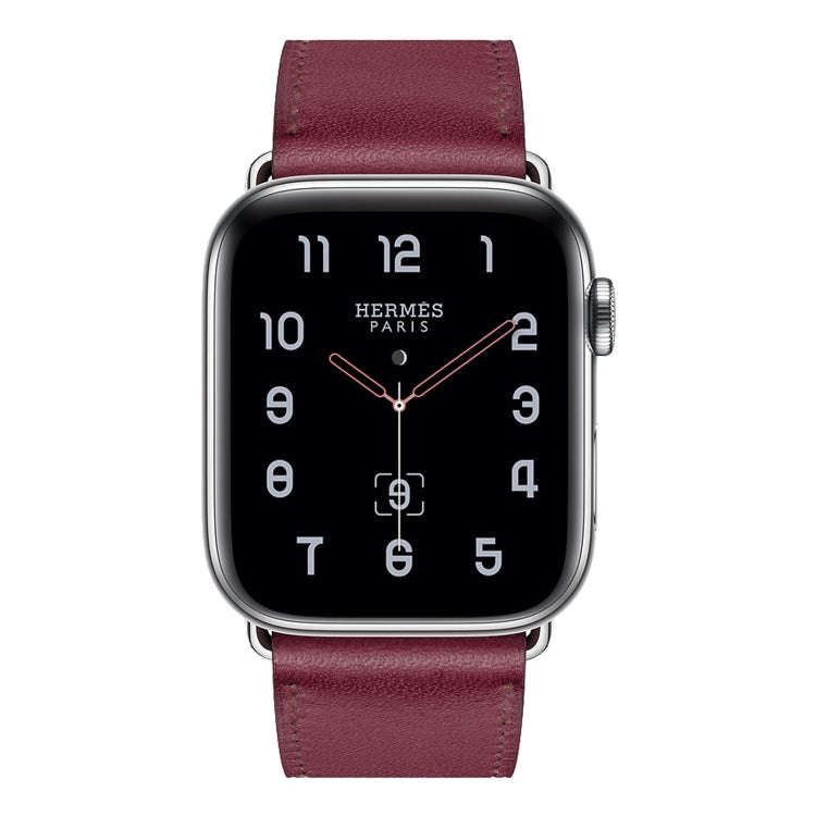 For Apple Watch Series 7 41mm / 6 & SE & 5 & 4 40mm / 3 & 2 & 1 38mm Leather  Watch Band(Purplish...