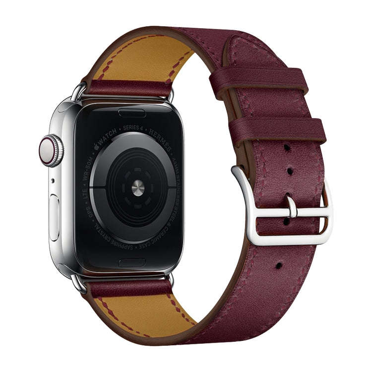 For Apple Watch Series 7 41mm / 6 & SE & 5 & 4 40mm / 3 & 2 & 1 38mm Leather  Watch Band(Purplish...