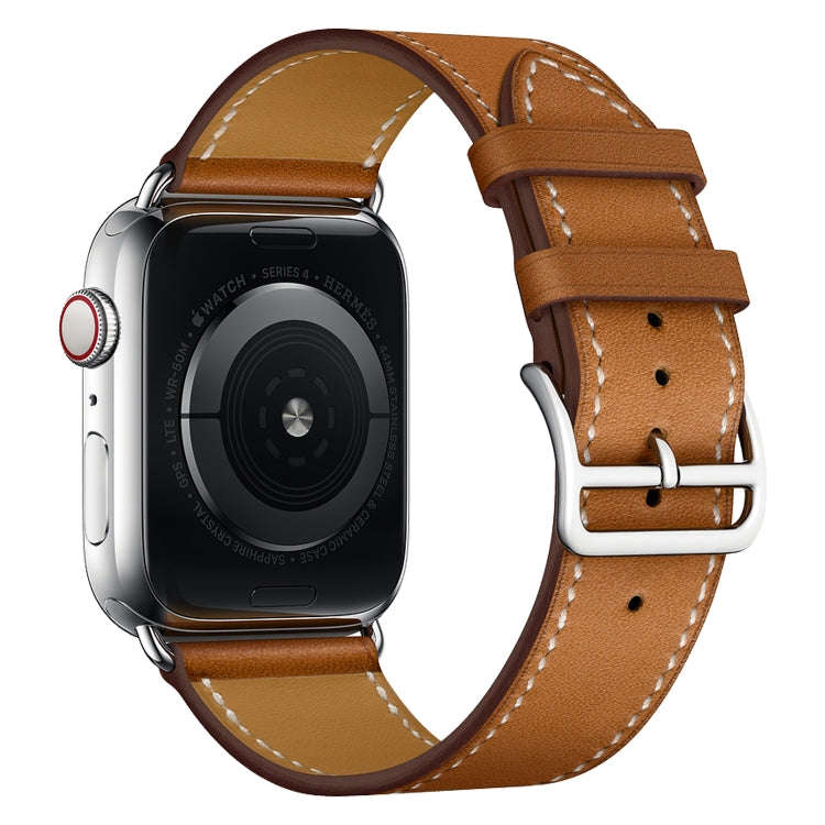For Apple Watch Series 7 41mm / 6 & SE & 5 & 4 40mm / 3 & 2 & 1 38mm Leather  Watch Band(Brown)