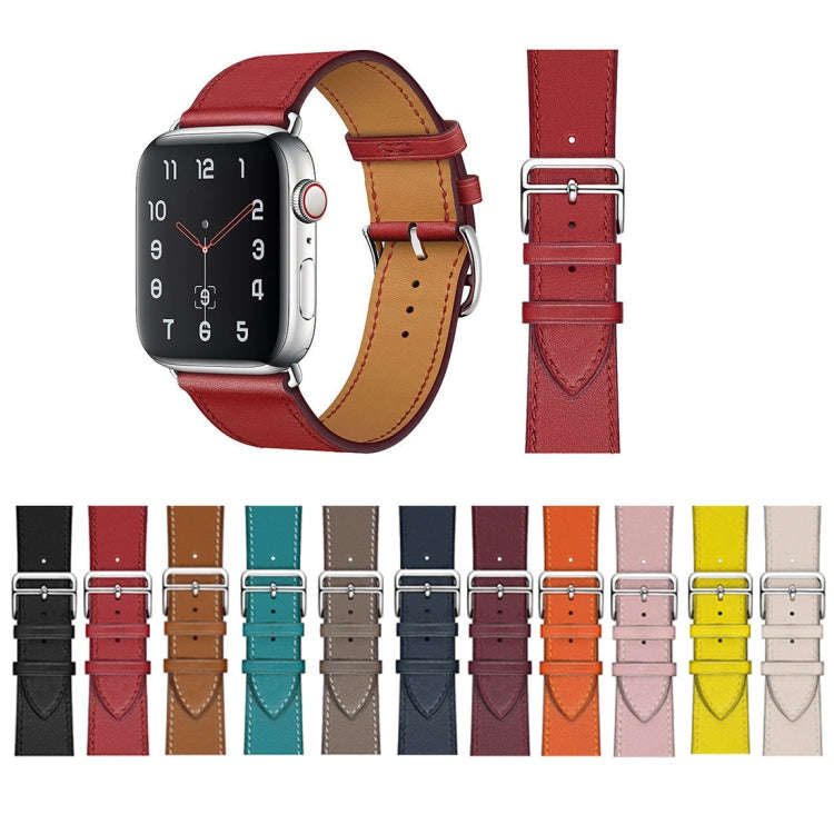 For Apple Watch Series 7 41mm / 6 & SE & 5 & 4 40mm / 3 & 2 & 1 38mm Leather  Watch Band(Blue)