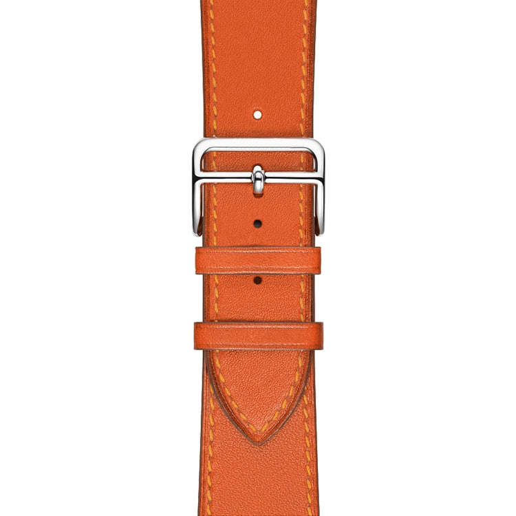 For Apple Watch Series 7 45mm / 6 & SE & 5 & 4 44mm / 3 & 2 & 1 42mm Leather  Watch Band(Orange)