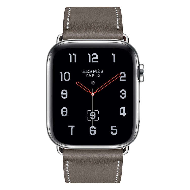 For Apple Watch Series 7 45mm / 6 & SE & 5 & 4 44mm / 3 & 2 & 1 42mm Leather  Watch Band(Grey)