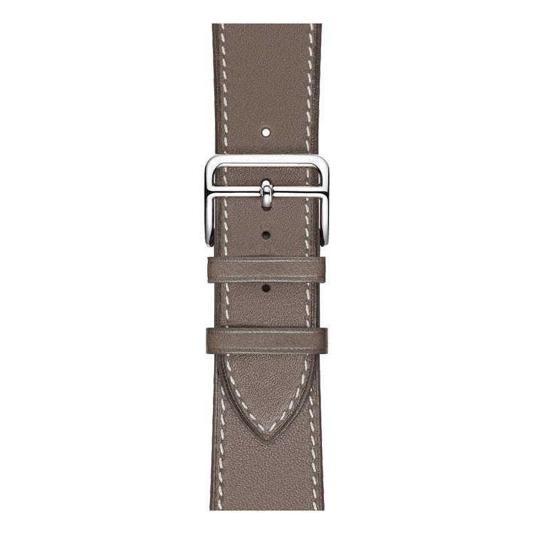 For Apple Watch Series 7 45mm / 6 & SE & 5 & 4 44mm / 3 & 2 & 1 42mm Leather  Watch Band(Grey)