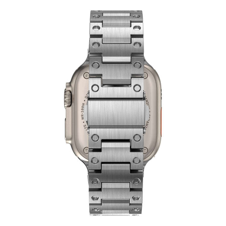 Double Rows Metal Watch Band For Apple Watch 9 45mm(Silver)