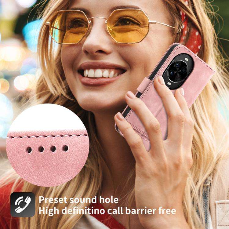 For Huawei nova 14 Pro Dierfeng Dream Line TPU Hybrid PU Leather Phone Case(Pink)