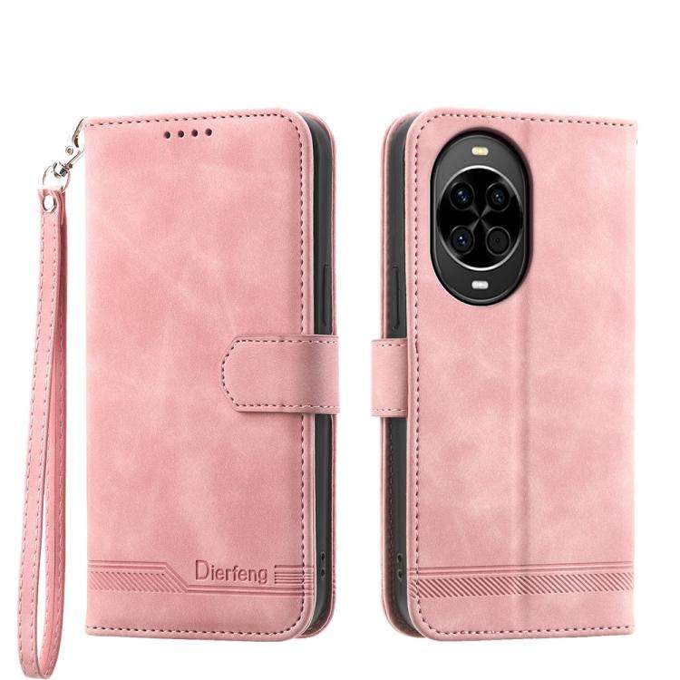 For Huawei nova 14 Dierfeng Dream Line TPU Hybrid PU Leather Phone Case(Pink)