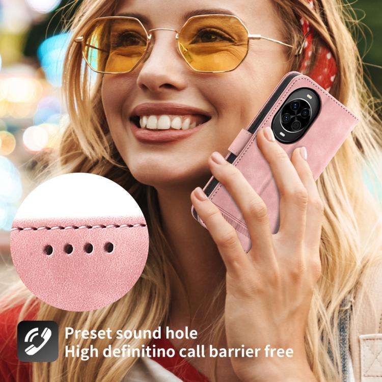 For Huawei nova 14 Dierfeng Dream Line TPU Hybrid PU Leather Phone Case(Pink)