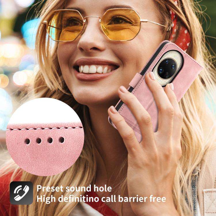 For Huawei nova 14 Ultra Dierfeng Dream Line TPU Hybrid PU Leather Phone Case(Pink)