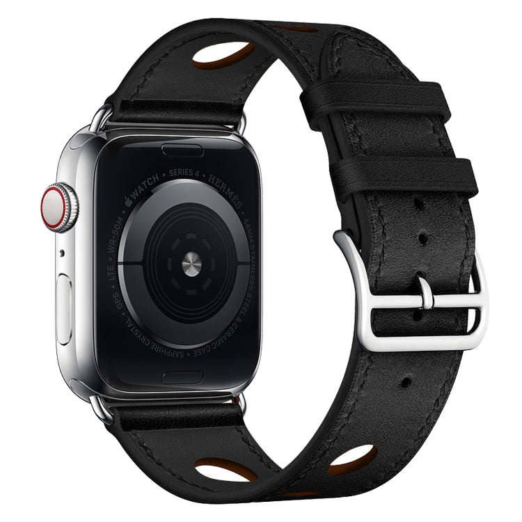 For Apple Watch Series 8&7 41mm / SE 2&6&SE&5&4 40mm / 3&2&1 38mm Leather Three Holes Watch Band(...