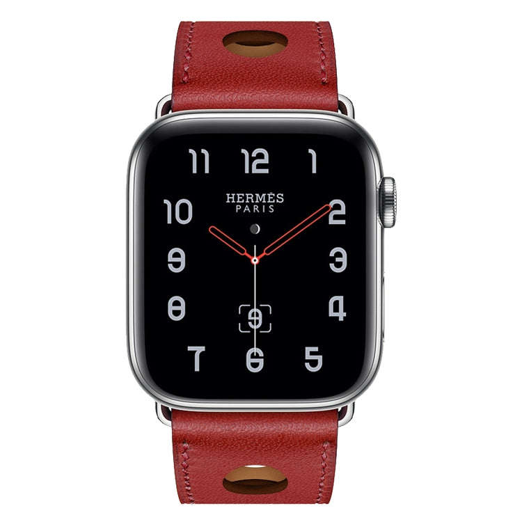 For Apple Watch Series 7 41mm / 6 & SE & 5 & 4 40mm / 3 & 2 & 1 38mm Leather Three Holes Watch Ba...