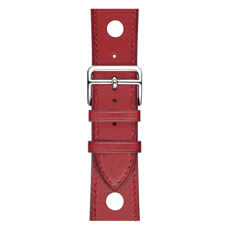 For Apple Watch Series 7 41mm / 6 & SE & 5 & 4 40mm / 3 & 2 & 1 38mm Leather Three Holes Watch Ba...