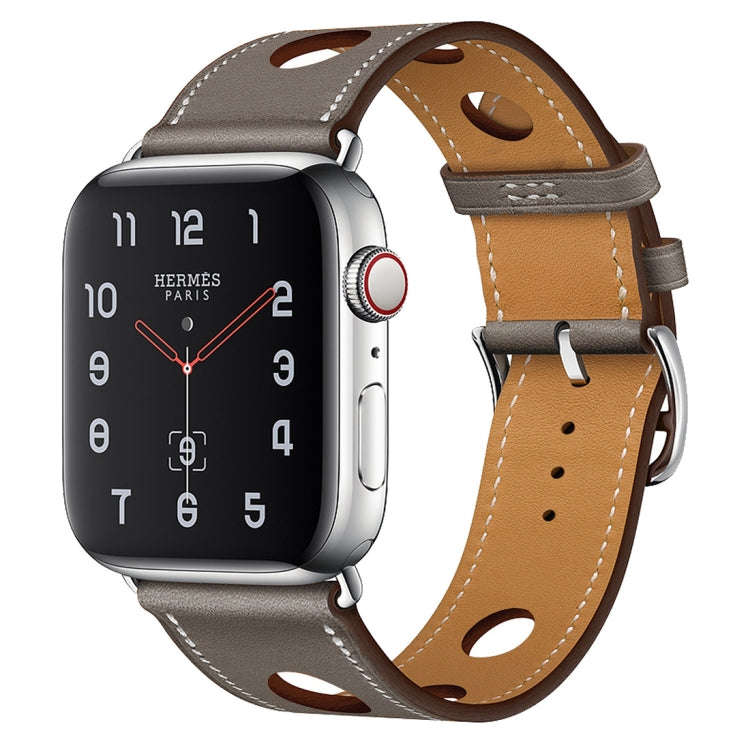 For Apple Watch Series 7 45mm / 6 & SE & 5 & 4 44mm / 3 & 2 & 1 42mm Leather Three Holes Watch Ba...