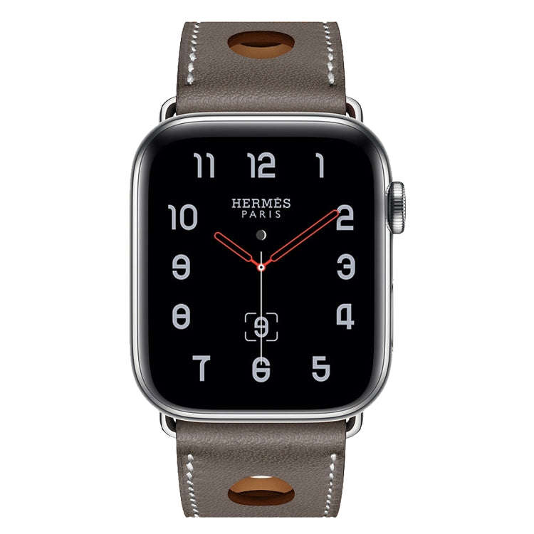 For Apple Watch Series 7 45mm / 6 & SE & 5 & 4 44mm / 3 & 2 & 1 42mm Leather Three Holes Watch Ba...