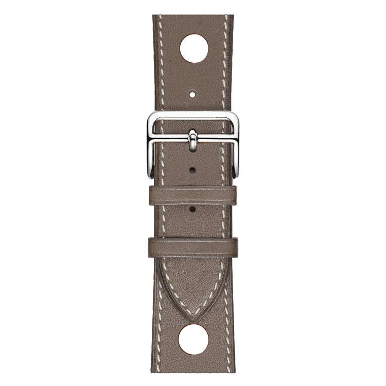 For Apple Watch Series 7 45mm / 6 & SE & 5 & 4 44mm / 3 & 2 & 1 42mm Leather Three Holes Watch Ba...