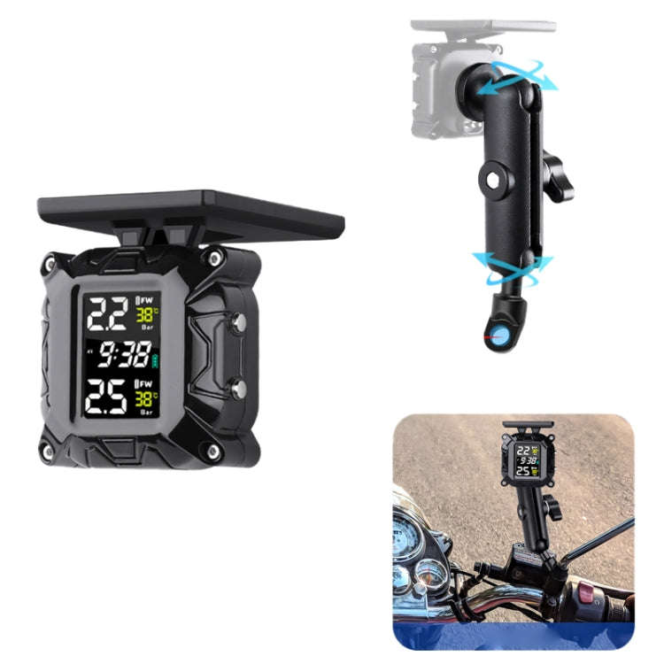 M9 Color Screen Motorcycle Solar Wireless Tire Pressure Monitor With Rear Mirror Bolt Mount