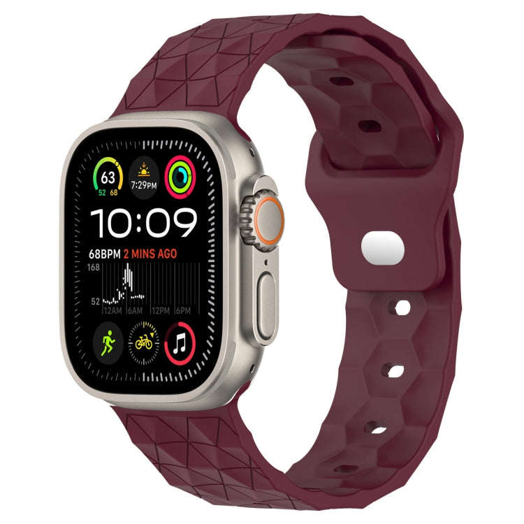 Football Texture Silicone Watch Band For Apple Watch Ultra 2 49mm(Wine Red)
