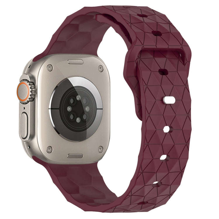 Football Texture Silicone Watch Band For Apple Watch Ultra 2 49mm(Wine Red)