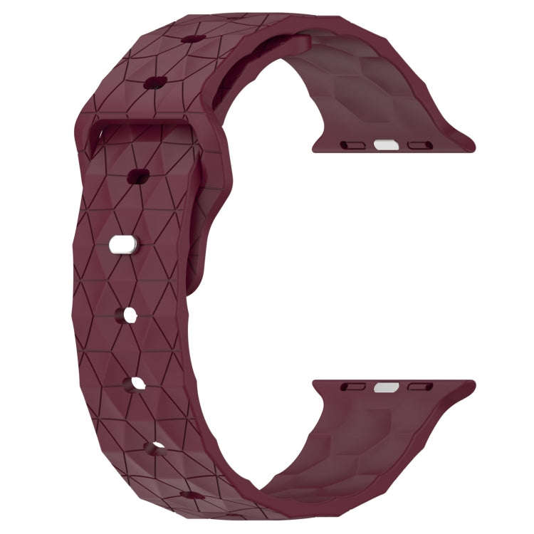 Football Texture Silicone Watch Band For Apple Watch 9 45mm(Wine Red)