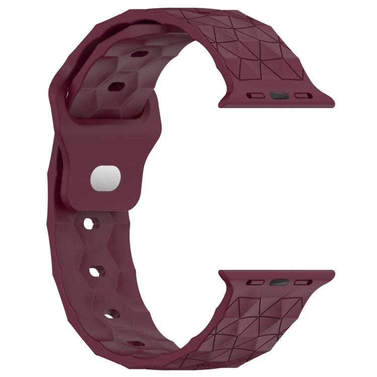 Football Texture Silicone Watch Band For Apple Watch 9 45mm(Wine Red)