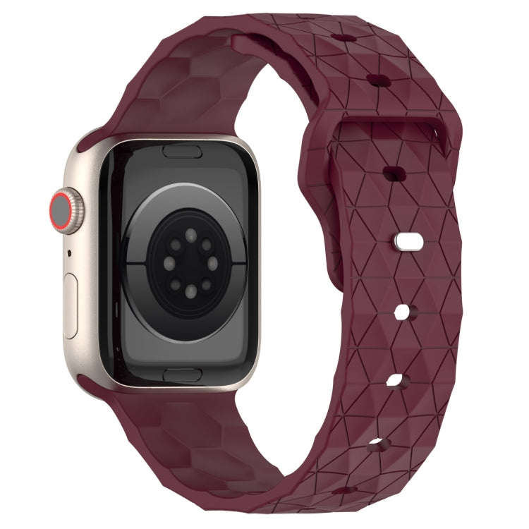 Football Texture Silicone Watch Band For Apple Watch 9 41mm(Wine Red)