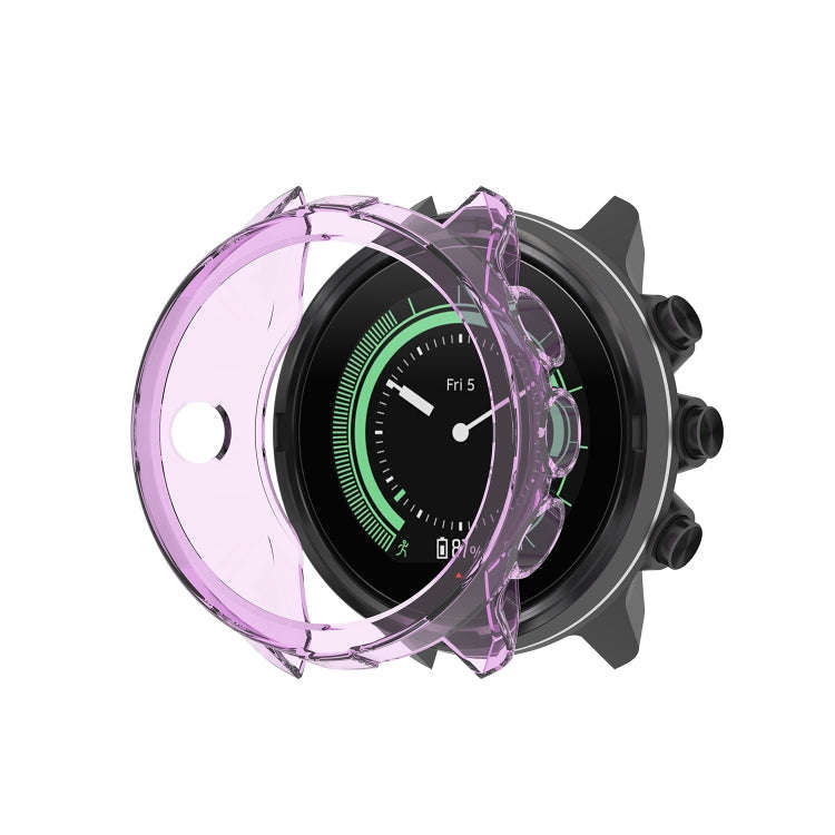 For Suunto 9 Transparent TPU Silicone Watch Case(Transparent Purple)