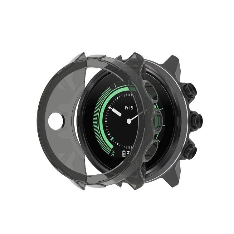 For Suunto 9 Transparent TPU Silicone Watch Case(Transparent Black)