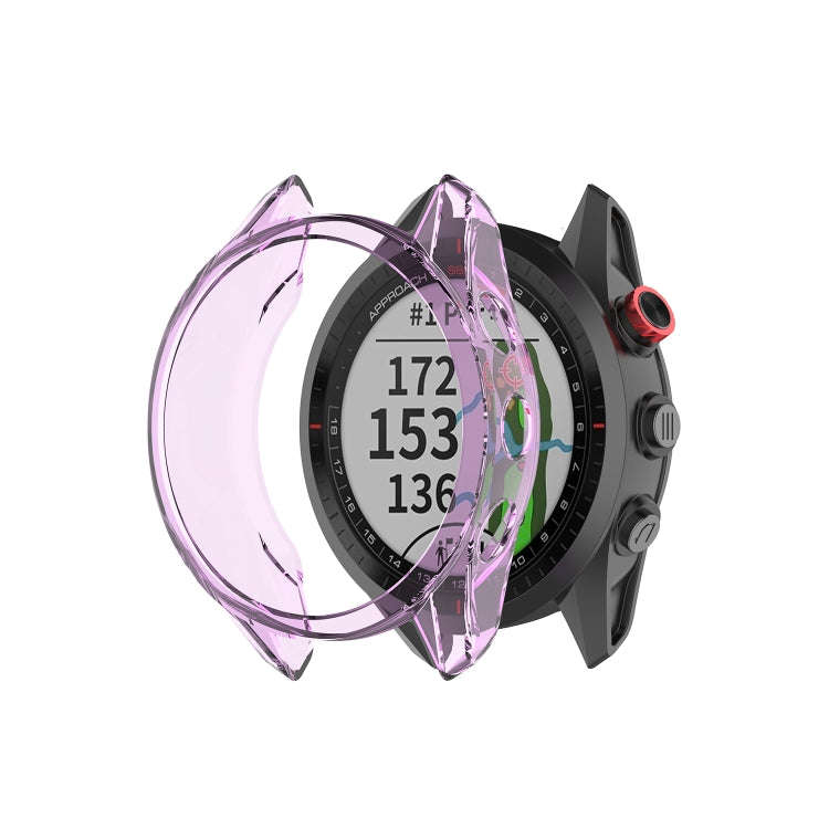 For Garmin Approach S62 Transparent TPU Silicone Watch Case(Transparent Purple)