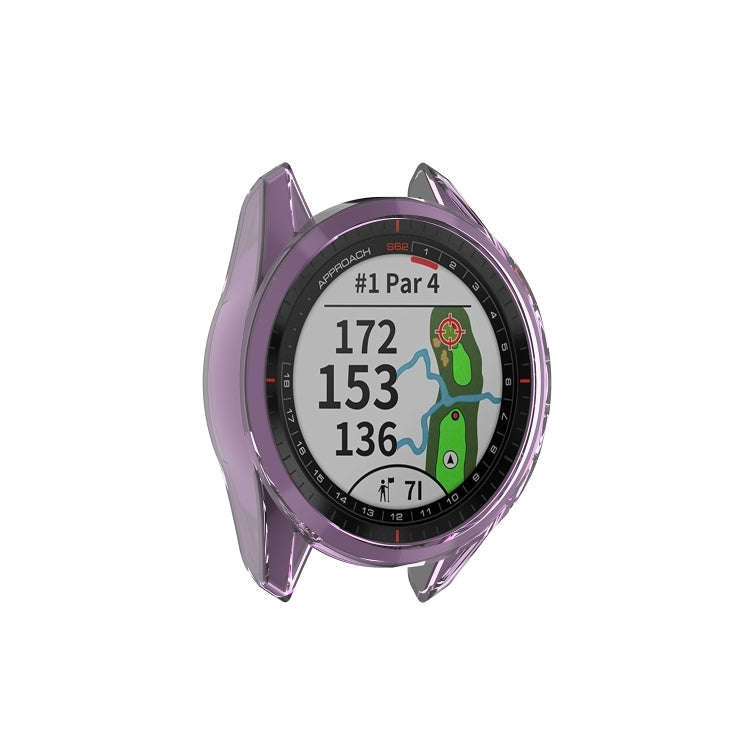 For Garmin Approach S62 Transparent TPU Silicone Watch Case(Transparent Purple)