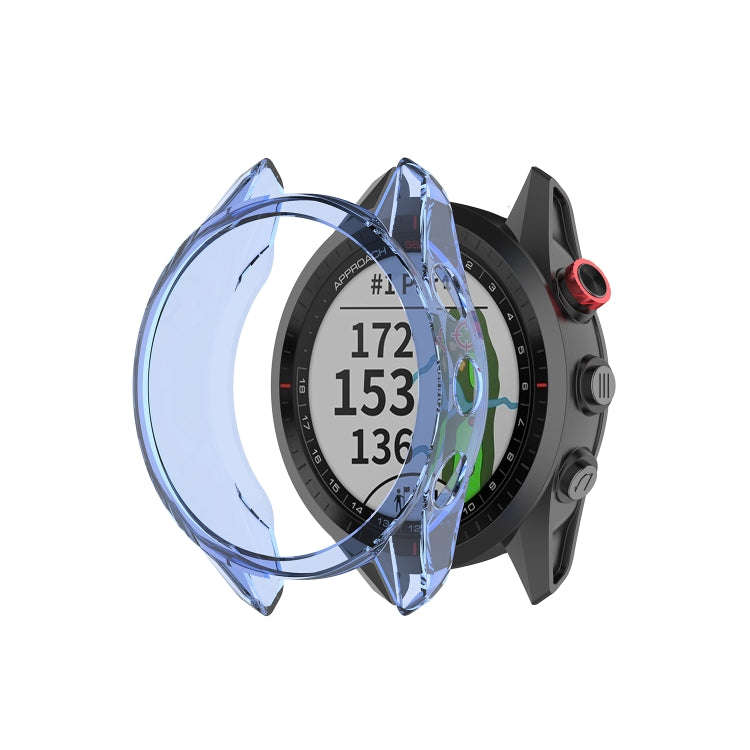 For Garmin Approach S62 Transparent TPU Silicone Watch Case(Transparent Blue)