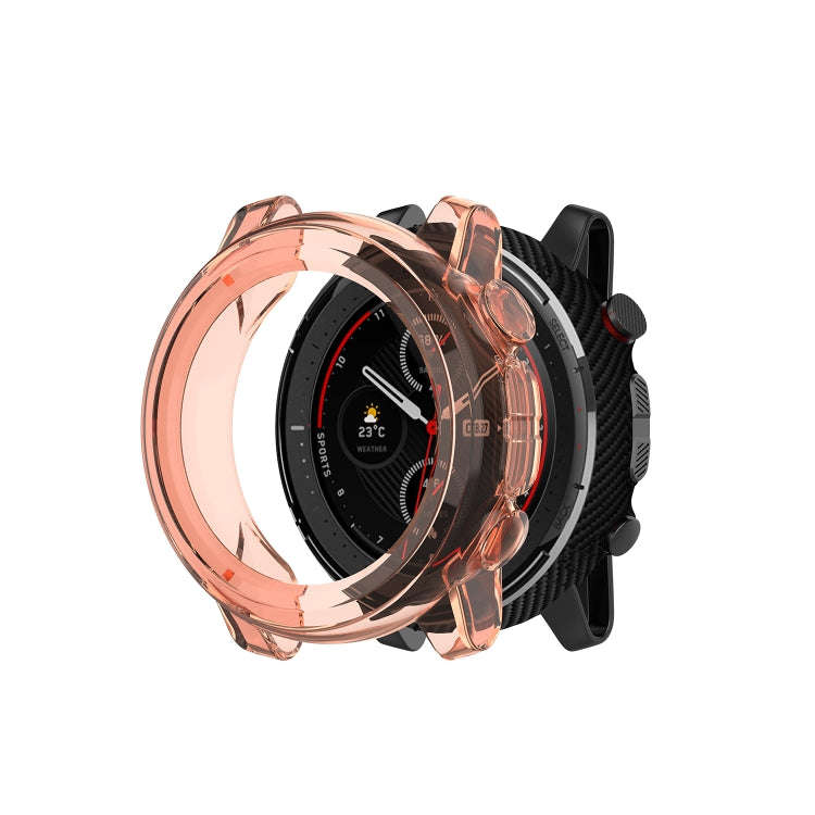 For Amazfit 3 Transparent TPU Silicone Watch Case(Transparent Orange)