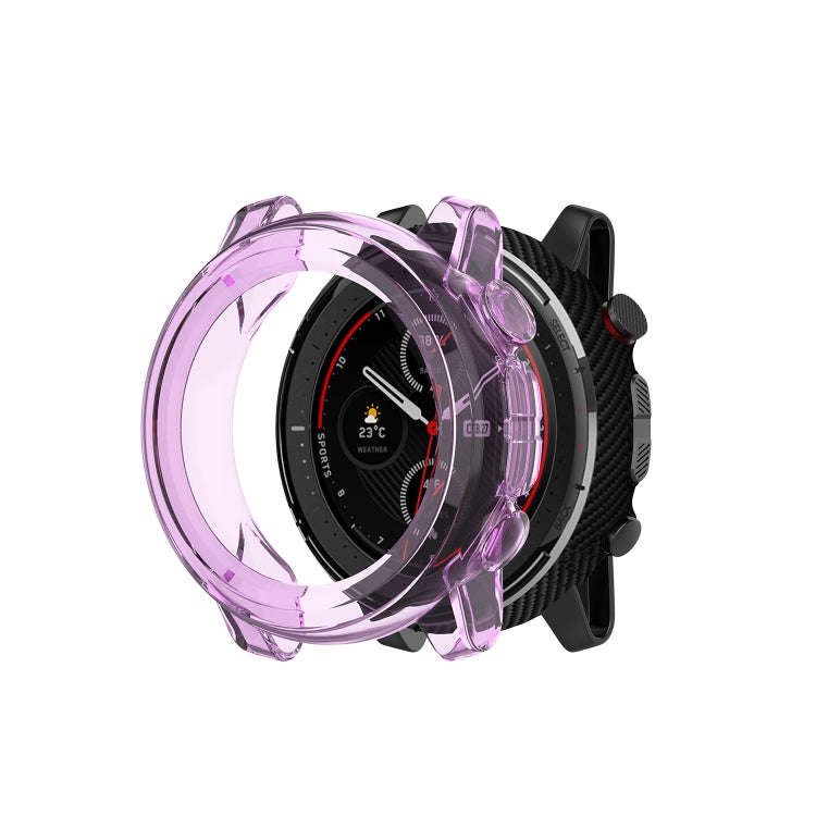 For Amazfit 3 Transparent TPU Silicone Watch Case(Transparent Purple)