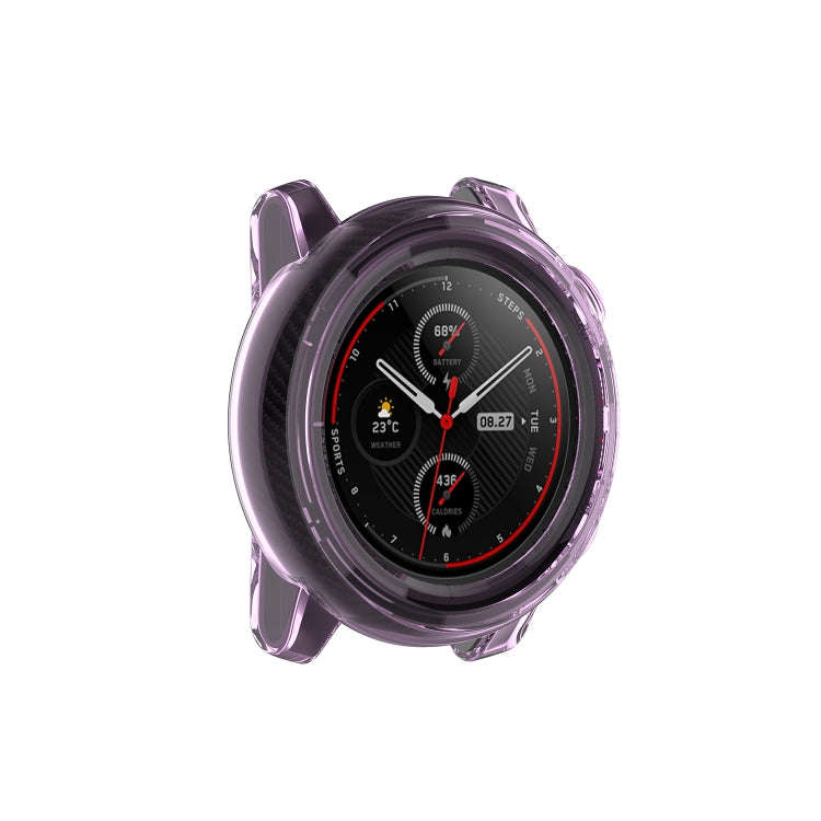 For Amazfit 3 Transparent TPU Silicone Watch Case(Transparent Purple)