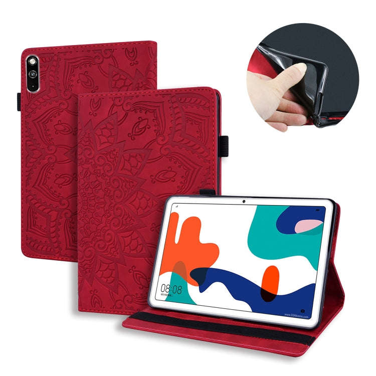 For Huawei MatePad 10.4 Calf Pattern Double Folding Design Embossed Leather Case with Holder & Ca...