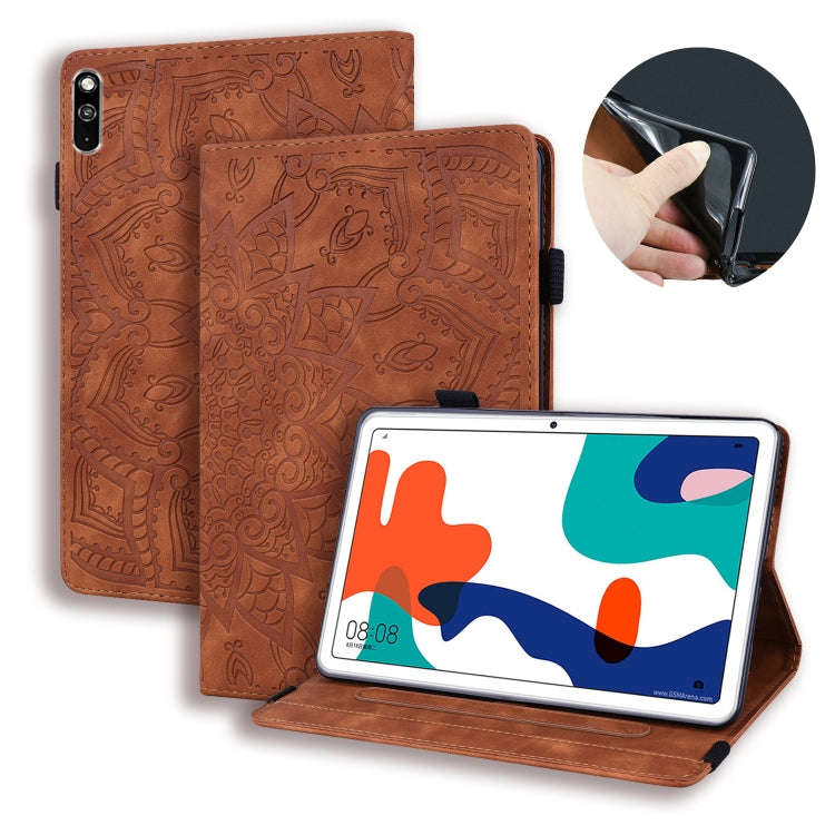 For Huawei MatePad 10.4 Calf Pattern Double Folding Design Embossed Leather Case with Holder & Ca...